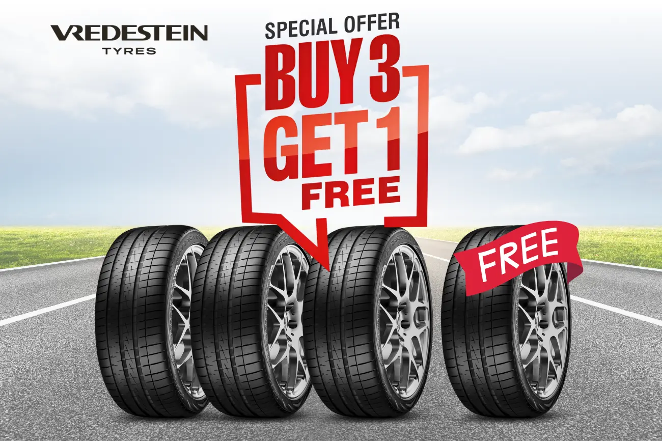 Buy 3 get 1 free on vredestein tyres online in UAE at TyresCart
